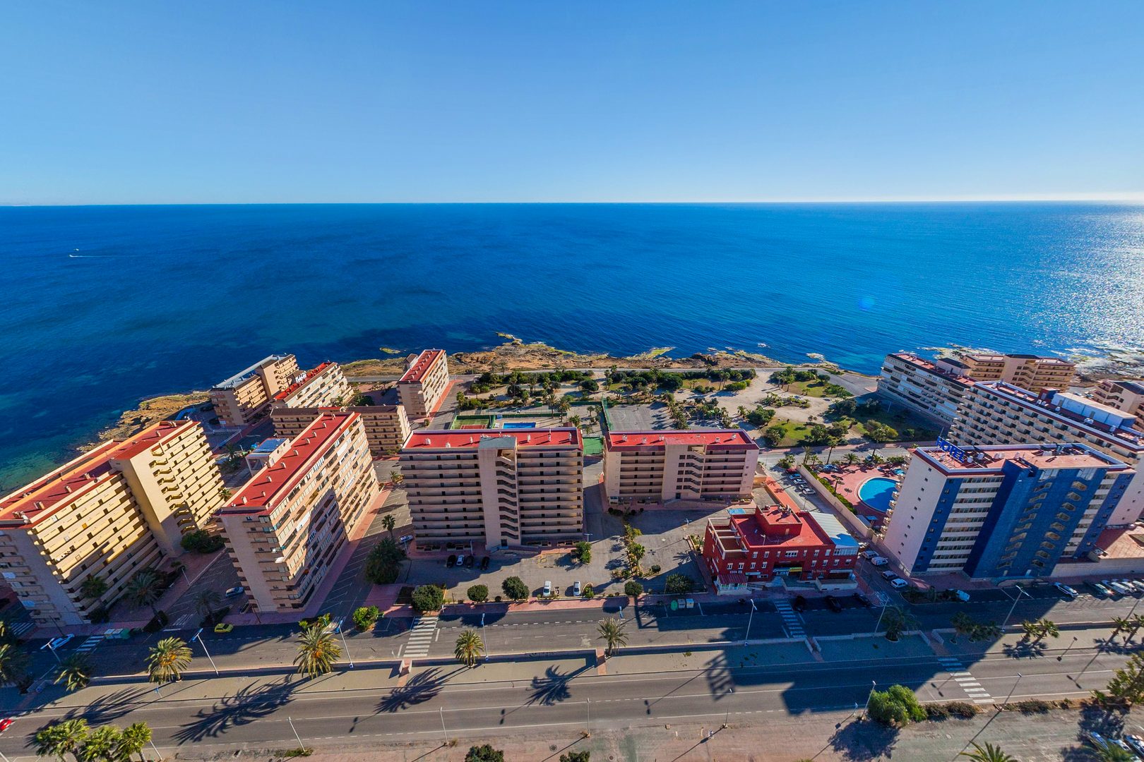 Cabo Cervera rocky coastline aerial view Torrevieja Mediterranean